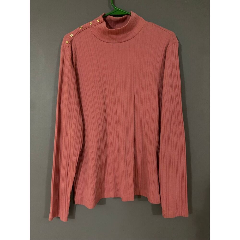 Croft & Barrow Pink Ribbed Turtleneck Button Sweater Size XL NWOT